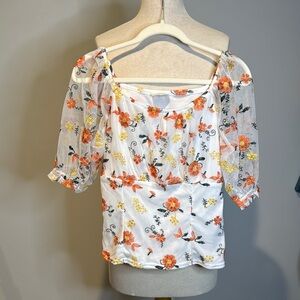 White Cream Ruffled Fitted 3/4 Sleeve Blouse